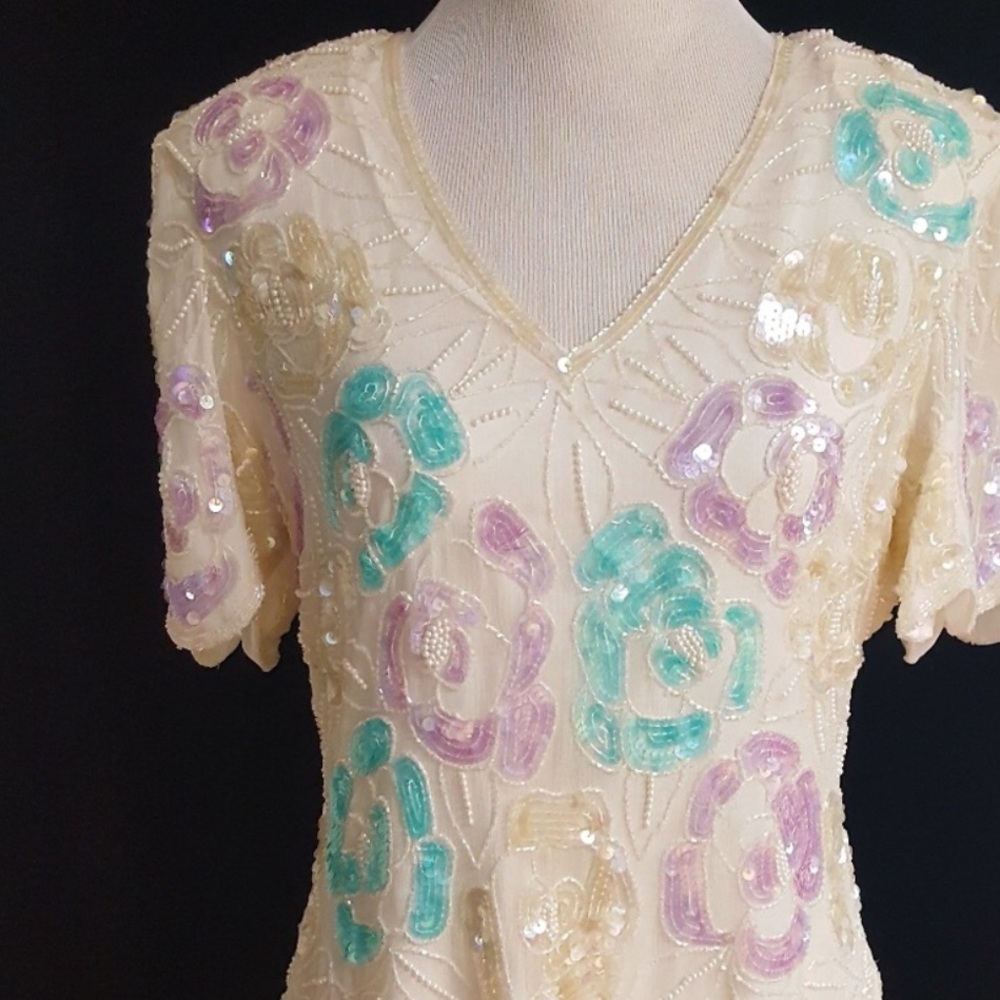 Papell Boutique Vintage Sequin Blouse